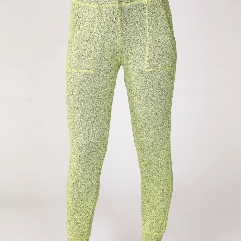 NWT French Kyss Women's Melange Lime  Drawstring Joggers Size S; Loungewear